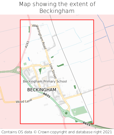 Map showing extent of Beckingham as bounding box