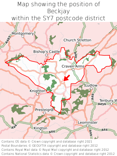 Map showing location of Beckjay within SY7