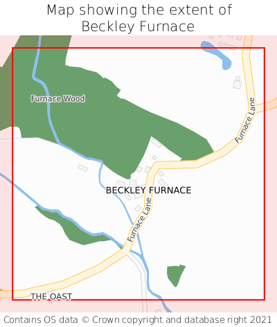 Map showing extent of Beckley Furnace as bounding box