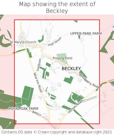 Map showing extent of Beckley as bounding box