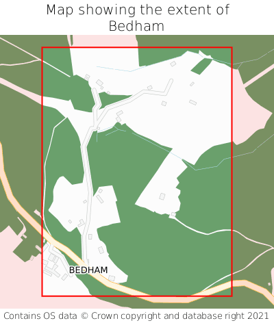 Map showing extent of Bedham as bounding box