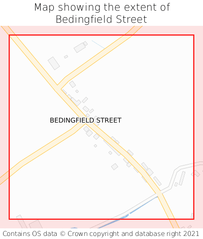 Map showing extent of Bedingfield Street as bounding box