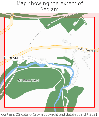 Map showing extent of Bedlam as bounding box