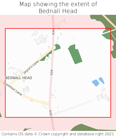 Map showing extent of Bednall Head as bounding box