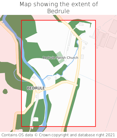 Map showing extent of Bedrule as bounding box