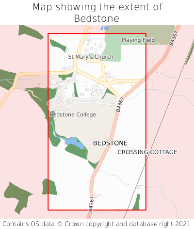Map showing extent of Bedstone as bounding box