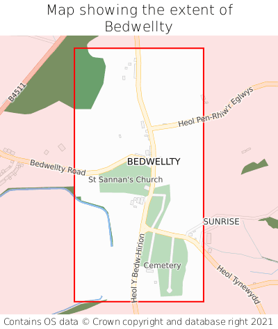 Map showing extent of Bedwellty as bounding box