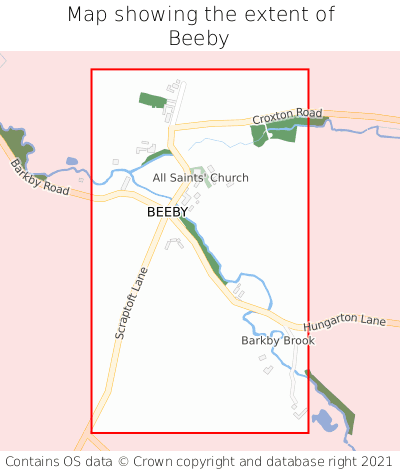 Map showing extent of Beeby as bounding box