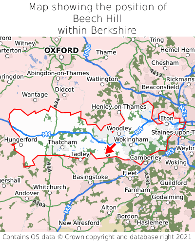 Map showing location of Beech Hill within Berkshire