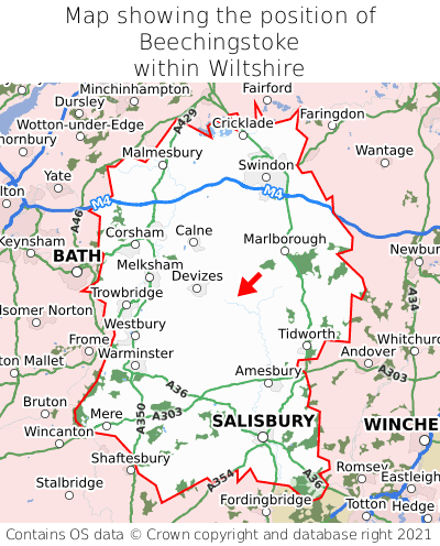 Map showing location of Beechingstoke within Wiltshire