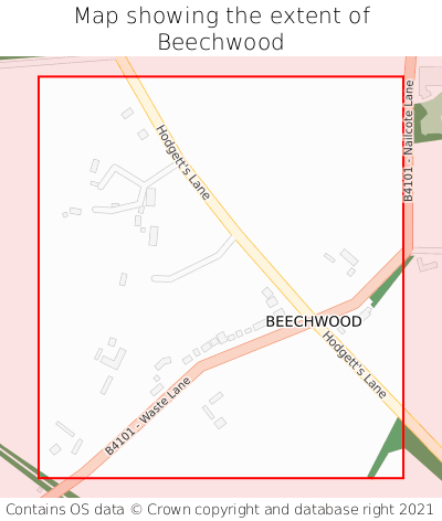 Map showing extent of Beechwood as bounding box