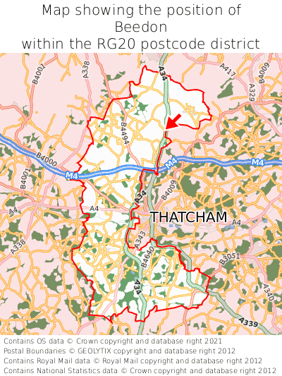 Map showing location of Beedon within RG20