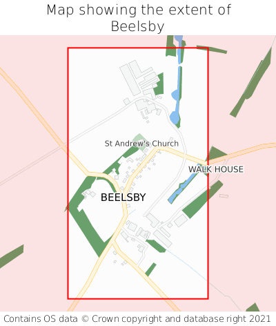 Map showing extent of Beelsby as bounding box