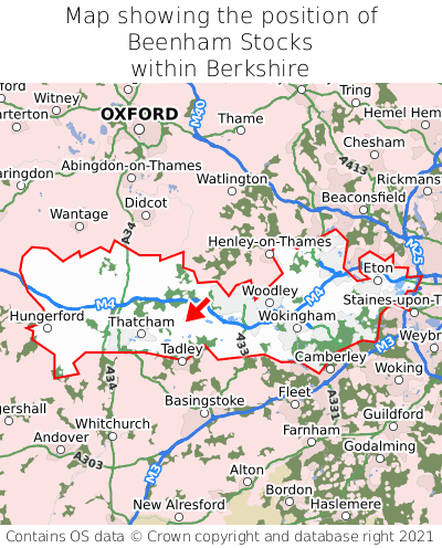 Map showing location of Beenham Stocks within Berkshire