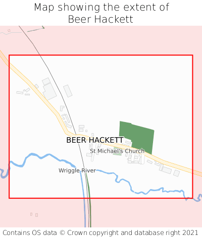 Map showing extent of Beer Hackett as bounding box