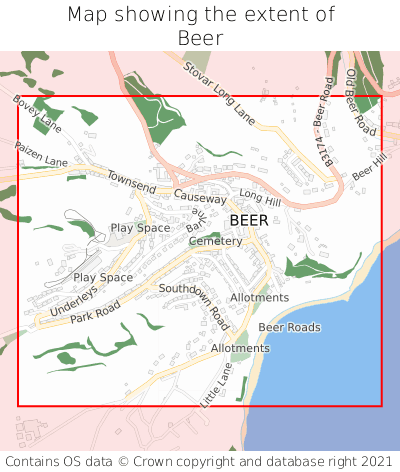 Map showing extent of Beer as bounding box