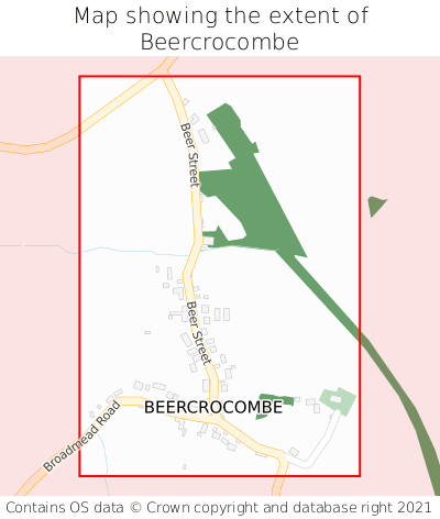Map showing extent of Beercrocombe as bounding box