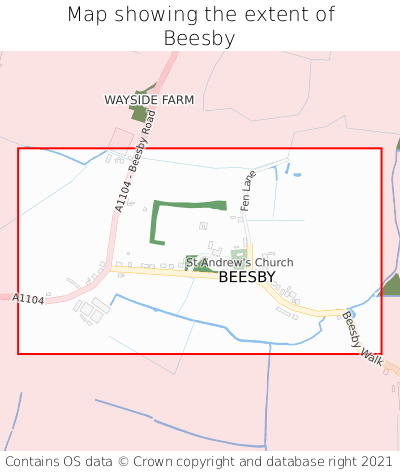 Map showing extent of Beesby as bounding box