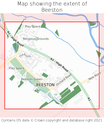 Map showing extent of Beeston as bounding box