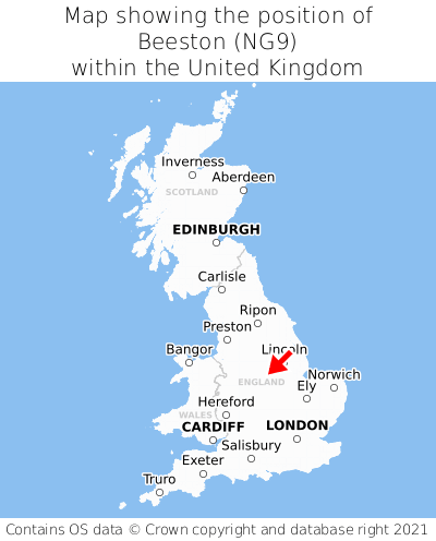 Map showing location of Beeston within the UK