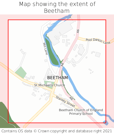 Map showing extent of Beetham as bounding box