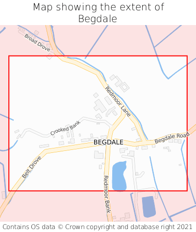 Map showing extent of Begdale as bounding box