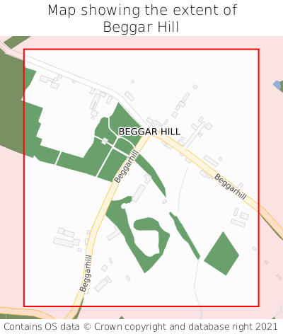 Map showing extent of Beggar Hill as bounding box
