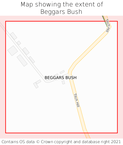 Map showing extent of Beggars Bush as bounding box