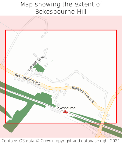 Map showing extent of Bekesbourne Hill as bounding box