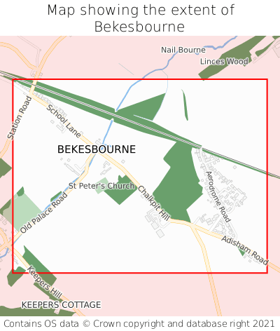 Map showing extent of Bekesbourne as bounding box