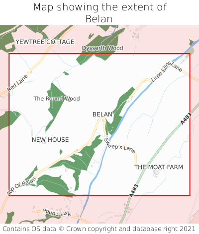 Map showing extent of Belan as bounding box