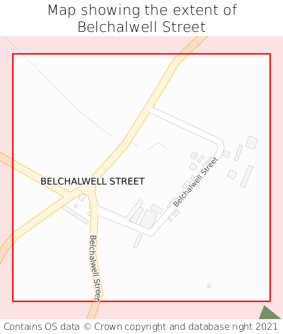 Map showing extent of Belchalwell Street as bounding box