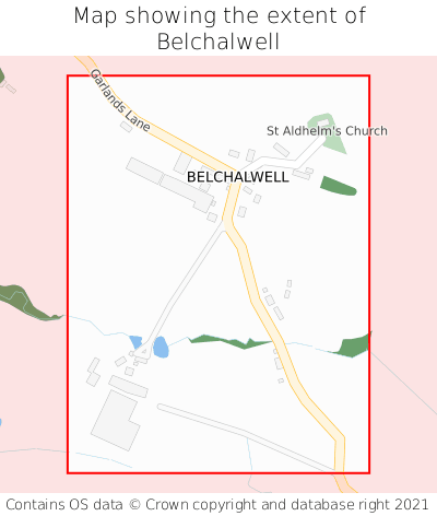 Map showing extent of Belchalwell as bounding box