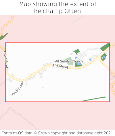 Map showing extent of Belchamp Otten as bounding box