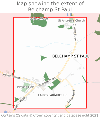 Map showing extent of Belchamp St Paul as bounding box