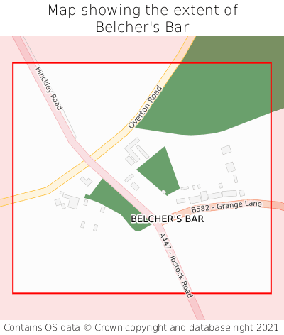 Map showing extent of Belcher's Bar as bounding box