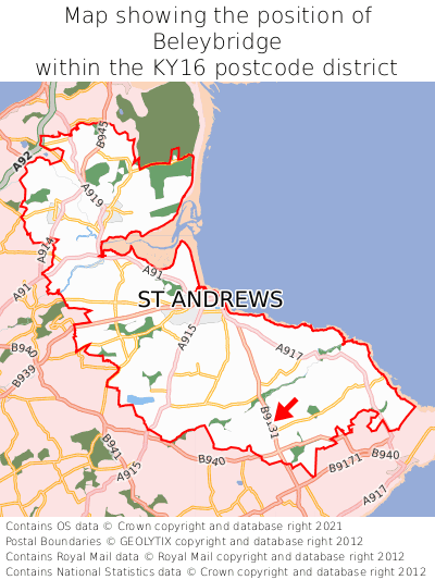 Map showing location of Beleybridge within KY16