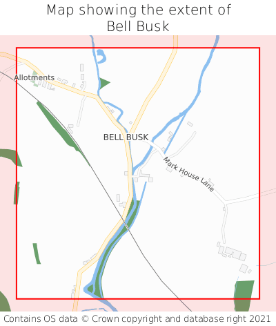 Map showing extent of Bell Busk as bounding box