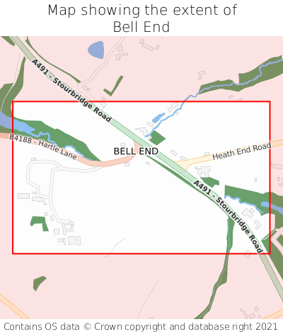 Map showing extent of Bell End as bounding box