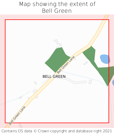 Map showing extent of Bell Green as bounding box