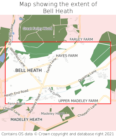 Map showing extent of Bell Heath as bounding box