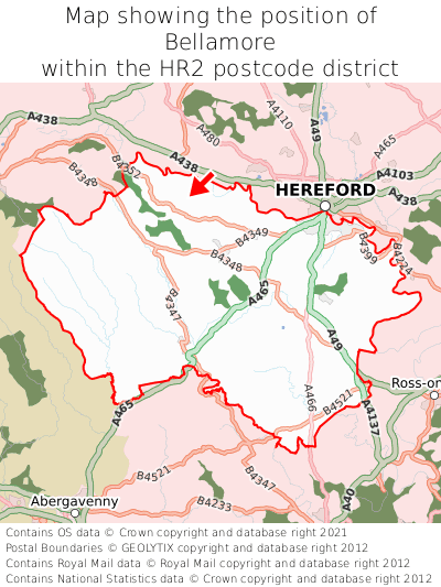 Map showing location of Bellamore within HR2