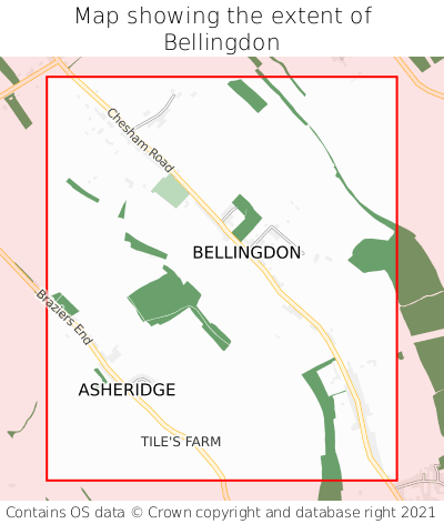Map showing extent of Bellingdon as bounding box