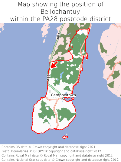 Map showing location of Bellochantuy within PA28