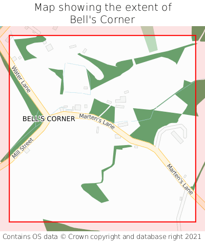 Map showing extent of Bell's Corner as bounding box
