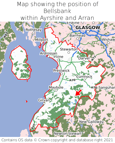 Map showing location of Bellsbank within Ayrshire and Arran