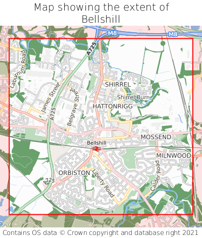 Map showing extent of Bellshill as bounding box