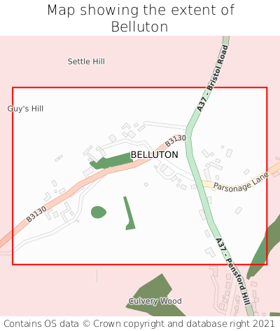Map showing extent of Belluton as bounding box