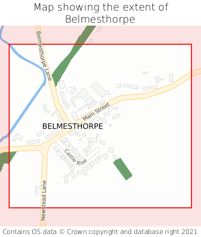 Map showing extent of Belmesthorpe as bounding box