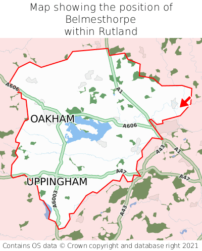 Map showing location of Belmesthorpe within Rutland